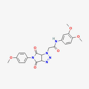 molecular formula C21H21N5O6 B2657711 N-(3,4-dimethoxyphenyl)-2-(5-(4-methoxyphenyl)-4,6-dioxo-4,5,6,6a-tetrahydropyrrolo[3,4-d][1,2,3]triazol-1(3aH)-yl)acetamide CAS No. 1052613-34-9