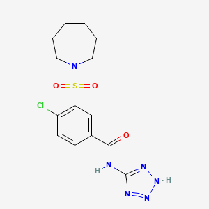 molecular formula C14H17ClN6O3S B2657713 3-(氮杂环戊烷-1-磺酰基)-4-氯-N-(1H-四唑-5-基)苯甲酰胺 CAS No. 900135-58-2