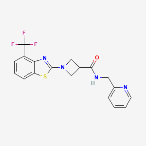 molecular formula C18H15F3N4OS B2657718 N-(pyridin-2-ylmethyl)-1-(4-(trifluoromethyl)benzo[d]thiazol-2-yl)azetidine-3-carboxamide CAS No. 1396752-21-8