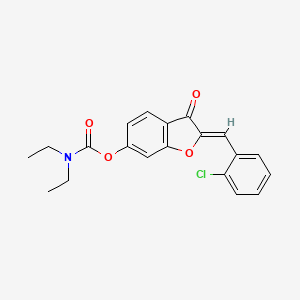 molecular formula C20H18ClNO4 B2657721 (Z)-2-(2-chlorobenzylidene)-3-oxo-2,3-dihydrobenzofuran-6-yl diethylcarbamate CAS No. 623116-38-1