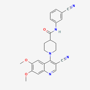 molecular formula C25H23N5O3 B2657722 1-(3-cyano-6,7-dimethoxyquinolin-4-yl)-N-(3-cyanophenyl)piperidine-4-carboxamide CAS No. 1226458-67-8