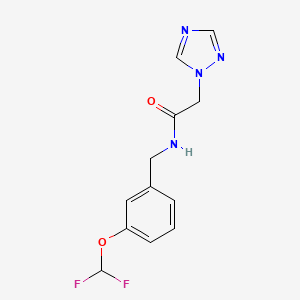 molecular formula C12H12F2N4O2 B2657724 N-[3-(difluoromethoxy)benzyl]-2-(1H-1,2,4-triazol-1-yl)acetamide CAS No. 866051-33-4