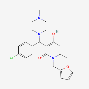 molecular formula C23H26ClN3O3 B2657728 3-((4-chlorophenyl)(4-methylpiperazin-1-yl)methyl)-1-(furan-2-ylmethyl)-4-hydroxy-6-methylpyridin-2(1H)-one CAS No. 897612-48-5