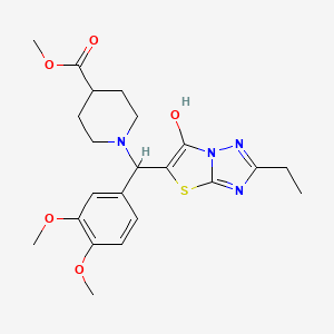 Methyl 1-((3,4-dimethoxyphenyl)(2-ethyl-6-hydroxythiazolo[3,2-b][1,2,4]triazol-5-yl)methyl)piperidine-4-carboxylate