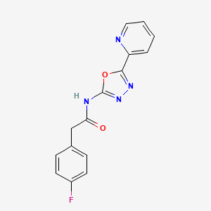 molecular formula C15H11FN4O2 B2657730 2-(4-fluorophenyl)-N-(5-(pyridin-2-yl)-1,3,4-oxadiazol-2-yl)acetamide CAS No. 923174-05-4