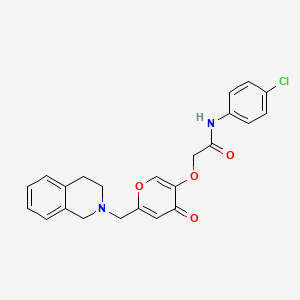 molecular formula C23H21ClN2O4 B2657744 N-(4-chlorophenyl)-2-((6-((3,4-dihydroisoquinolin-2(1H)-yl)methyl)-4-oxo-4H-pyran-3-yl)oxy)acetamide CAS No. 898420-80-9