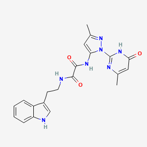 molecular formula C21H21N7O3 B2657747 N1-(2-(1H-indol-3-yl)ethyl)-N2-(3-methyl-1-(4-methyl-6-oxo-1,6-dihydropyrimidin-2-yl)-1H-pyrazol-5-yl)oxalamide CAS No. 1013984-24-1