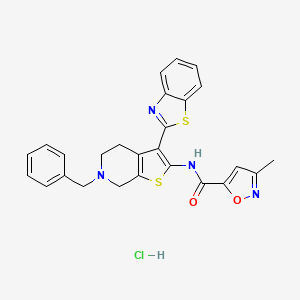 molecular formula C26H23ClN4O2S2 B2657762 盐酸N-(3-(苯并[d]噻唑-2-基)-6-苄基-4,5,6,7-四氢噻吩并[2,3-c]吡啶-2-基)-3-甲基异恶唑-5-甲酰胺 CAS No. 1331216-46-6