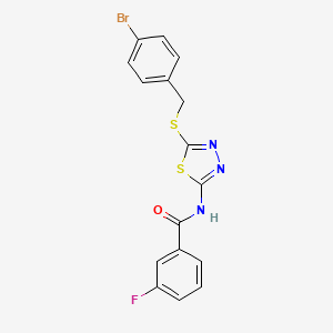 molecular formula C16H11BrFN3OS2 B2657780 N-(5-((4-溴苯甲基)硫代)-1,3,4-噻二唑-2-基)-3-氟苯甲酰胺 CAS No. 392302-89-5