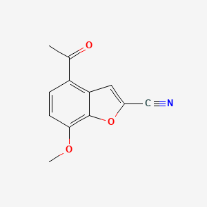 molecular formula C12H9NO3 B2657784 4-乙酰基-7-甲氧基-1-苯并呋喃-2-腈 CAS No. 91521-05-0