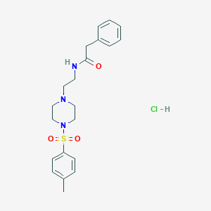 molecular formula C21H28ClN3O3S B2657786 2-phenyl-N-(2-(4-tosylpiperazin-1-yl)ethyl)acetamide hydrochloride CAS No. 1189467-85-3