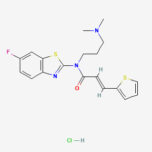 molecular formula C19H21ClFN3OS2 B2657791 (E)-N-(3-(dimethylamino)propyl)-N-(6-fluorobenzo[d]thiazol-2-yl)-3-(thiophen-2-yl)acrylamide hydrochloride CAS No. 1052533-83-1