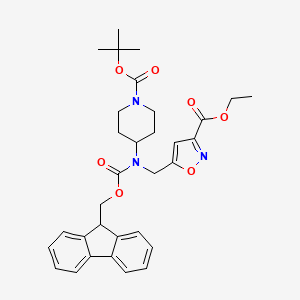 molecular formula C32H37N3O7 B2657794 Ethyl 5-[[9H-fluoren-9-ylmethoxycarbonyl-[1-[(2-methylpropan-2-yl)oxycarbonyl]piperidin-4-yl]amino]methyl]-1,2-oxazole-3-carboxylate CAS No. 2155856-47-4