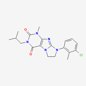 molecular formula C19H22ClN5O2 B2657799 6-(3-Chloro-2-methylphenyl)-4-methyl-2-(2-methylpropyl)-7,8-dihydropurino[7,8-a]imidazole-1,3-dione CAS No. 893965-77-0