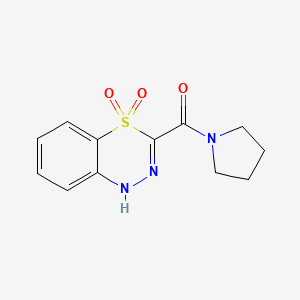 molecular formula C12H13N3O3S B2657800 (4,4-dioxido-1H-4,1,2-benzothiadiazin-3-yl)(pyrrolidin-1-yl)methanone CAS No. 1474056-80-8