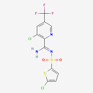 molecular formula C11H6Cl2F3N3O2S2 B2657801 3-氯-N-[(5-氯噻吩-2-基)磺酰基]-5-(三氟甲基)吡啶-2-甲酰亚胺酰胺 CAS No. 2085690-38-4