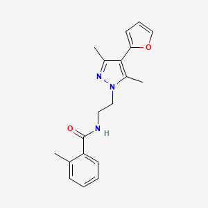 N-(2-(4-(furan-2-yl)-3,5-dimethyl-1H-pyrazol-1-yl)ethyl)-2-methylbenzamide