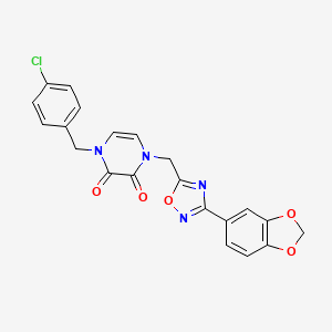 molecular formula C21H15ClN4O5 B2657805 1-((3-(苯并[d][1,3]二氧杂环-5-基)-1,2,4-恶二唑-5-基)甲基)-4-(4-氯苄基)吡嗪-2,3(1H,4H)-二酮 CAS No. 1251698-15-3