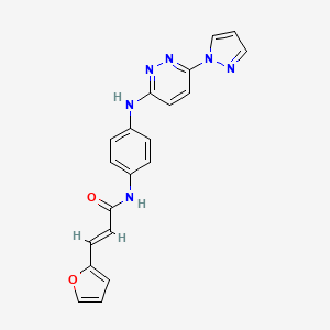 molecular formula C20H16N6O2 B2657806 (E)-N-(4-((6-(1H-吡唑-1-基)嘧啶并哒嗪-3-基)氨基)苯基)-3-(呋喃-2-基)丙烯酰胺 CAS No. 1251711-24-6