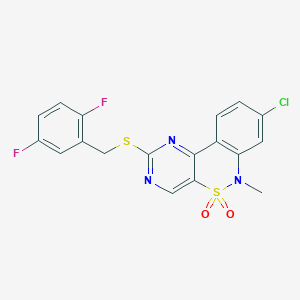 molecular formula C18H12ClF2N3O2S2 B2657810 8-chloro-2-[(2,5-difluorobenzyl)sulfanyl]-6-methyl-6H-pyrimido[5,4-c][2,1]benzothiazine 5,5-dioxide CAS No. 1326900-63-3