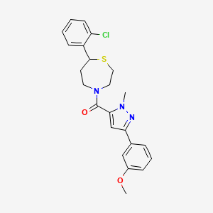 molecular formula C23H24ClN3O2S B2657811 (7-(2-氯苯基)-1,4-噻氮杂环-4-基)(3-(3-甲氧基苯基)-1-甲基-1H-吡唑-5-基)甲酮 CAS No. 1787882-38-5