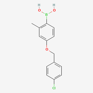 molecular formula C14H14BClO3 B2657817 {4-[(4-Chlorophenyl)methoxy]-2-methylphenyl}boronic acid CAS No. 2246802-21-9