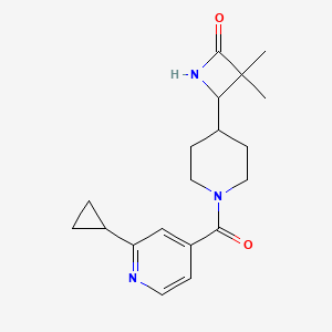 molecular formula C19H25N3O2 B2657829 4-[1-(2-Cyclopropylpyridine-4-carbonyl)piperidin-4-yl]-3,3-dimethylazetidin-2-one CAS No. 1952909-61-3