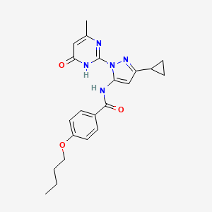 4-butoxy-N-(3-cyclopropyl-1-(4-methyl-6-oxo-1,6-dihydropyrimidin-2-yl)-1H-pyrazol-5-yl)benzamide