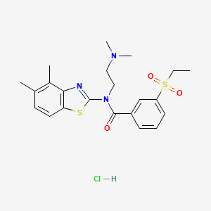 molecular formula C22H28ClN3O3S2 B2657832 N-(2-(dimethylamino)ethyl)-N-(4,5-dimethylbenzo[d]thiazol-2-yl)-3-(ethylsulfonyl)benzamide hydrochloride CAS No. 1217121-62-4