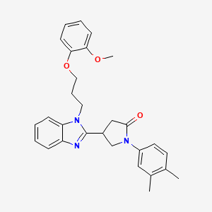 molecular formula C29H31N3O3 B2657837 1-(3,4-dimethylphenyl)-4-(1-(3-(2-methoxyphenoxy)propyl)-1H-benzo[d]imidazol-2-yl)pyrrolidin-2-one CAS No. 847395-00-0