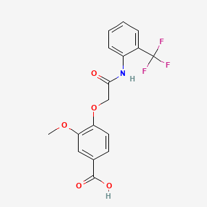 molecular formula C17H14F3NO5 B2657840 3-甲氧基-4-({[2-(三氟甲基)苯基]氨基甲酰基}甲氧基)苯甲酸 CAS No. 522624-57-3