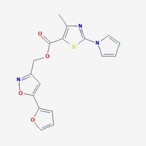 molecular formula C17H13N3O4S B2657847 (5-(furan-2-yl)isoxazol-3-yl)methyl 4-methyl-2-(1H-pyrrol-1-yl)thiazole-5-carboxylate CAS No. 1209448-09-8