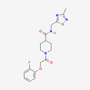molecular formula C18H21FN4O4 B2657850 1-(2-(2-fluorophenoxy)acetyl)-N-((3-methyl-1,2,4-oxadiazol-5-yl)methyl)piperidine-4-carboxamide CAS No. 1334376-23-6