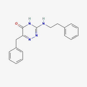 molecular formula C18H18N4O B2657855 6-benzyl-3-(phenethylamino)-1,2,4-triazin-5(4H)-one CAS No. 881435-97-8