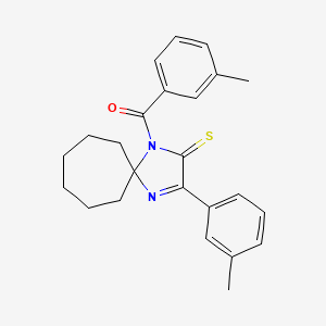 molecular formula C24H26N2OS B2657858 1-(3-甲基苯甲酰)-3-(3-甲基苯基)-1,4-二氮杂螺[4.6]十一环-3-烯-2-硫酮 CAS No. 1223796-07-3