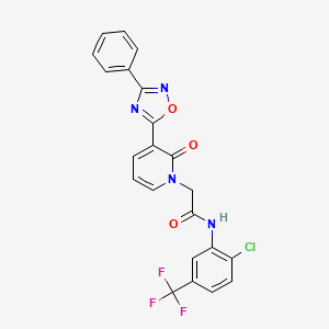molecular formula C22H14ClF3N4O3 B2657860 N-[2-chloro-5-(trifluoromethyl)phenyl]-2-[2-oxo-3-(3-phenyl-1,2,4-oxadiazol-5-yl)pyridin-1(2H)-yl]acetamide CAS No. 1105250-18-7