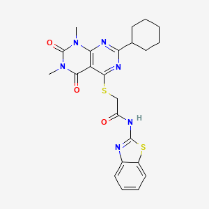 N-(benzo[d]thiazol-2-yl)-2-((2-cyclohexyl-6,8-dimethyl-5,7-dioxo-5,6,7,8-tetrahydropyrimido[4,5-d]pyrimidin-4-yl)thio)acetamide