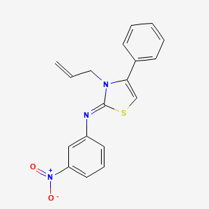 molecular formula C18H15N3O2S B2657865 N-(3-nitrophenyl)-4-phenyl-3-prop-2-enyl-1,3-thiazol-2-imine CAS No. 328106-80-5