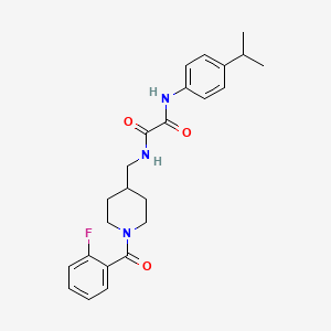 molecular formula C24H28FN3O3 B2657867 N1-((1-(2-氟苯甲酰)哌啶-4-基)甲基)-N2-(4-异丙苯基)草酰胺 CAS No. 1234910-00-9
