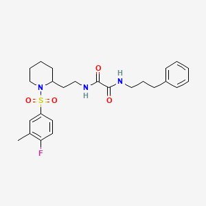 molecular formula C25H32FN3O4S B2657874 N1-(2-(1-((4-fluoro-3-methylphenyl)sulfonyl)piperidin-2-yl)ethyl)-N2-(3-phenylpropyl)oxalamide CAS No. 898460-85-0