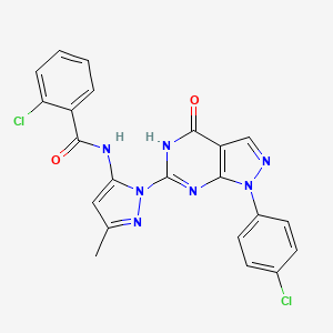 2-chloro-N-(1-(1-(4-chlorophenyl)-4-oxo-4,5-dihydro-1H-pyrazolo[3,4-d]pyrimidin-6-yl)-3-methyl-1H-pyrazol-5-yl)benzamide