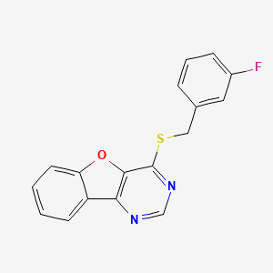 molecular formula C17H11FN2OS B2657877 4-((3-氟苄基)硫代)苯并呋并[3,2-d]嘧啶 CAS No. 847182-13-2