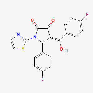 molecular formula C20H12F2N2O3S B2657883 4-(4-fluorobenzoyl)-5-(4-fluorophenyl)-3-hydroxy-1-(1,3-thiazol-2-yl)-2,5-dihydro-1H-pyrrol-2-one CAS No. 292161-60-5