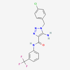 molecular formula C17H13ClF3N5O B2657886 5-amino-1-[(4-chlorophenyl)methyl]-N-[3-(trifluoromethyl)phenyl]triazole-4-carboxamide CAS No. 899972-89-5