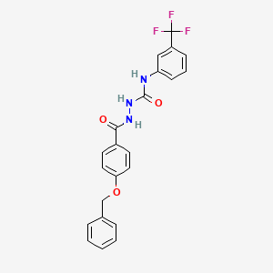 molecular formula C22H18F3N3O3 B2657894 1-((4-(Phenylmethoxy)phenyl)carbonyl)-4-(3-(trifluoromethyl)phenyl)semicarbazide CAS No. 1024414-95-6
