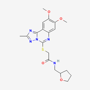 molecular formula C19H23N5O4S B2657904 2-((8,9-dimethoxy-2-methyl-[1,2,4]triazolo[1,5-c]quinazolin-5-yl)thio)-N-((tetrahydrofuran-2-yl)methyl)acetamide CAS No. 901755-76-8
