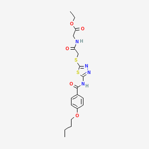 Ethyl 2-(2-((5-(4-butoxybenzamido)-1,3,4-thiadiazol-2-yl)thio)acetamido)acetate