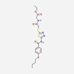 molecular formula C19H24N4O5S2 B2657911 2-(2-((5-(4-丁氧基苯甲酰胺)-1,3,4-噻二唑-2-基)硫代)乙酰氨基)乙酸乙酯 CAS No. 893160-66-2