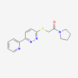 molecular formula C15H16N4OS B2657915 2-(6-Pyridin-2-ylpyridazin-3-yl)sulfanyl-1-pyrrolidin-1-ylethanone CAS No. 894000-46-5