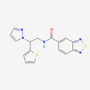 molecular formula C16H13N5OS2 B2657921 N-(2-(1H-pyrazol-1-yl)-2-(thiophen-2-yl)ethyl)benzo[c][1,2,5]thiadiazole-5-carboxamide CAS No. 2034498-14-9